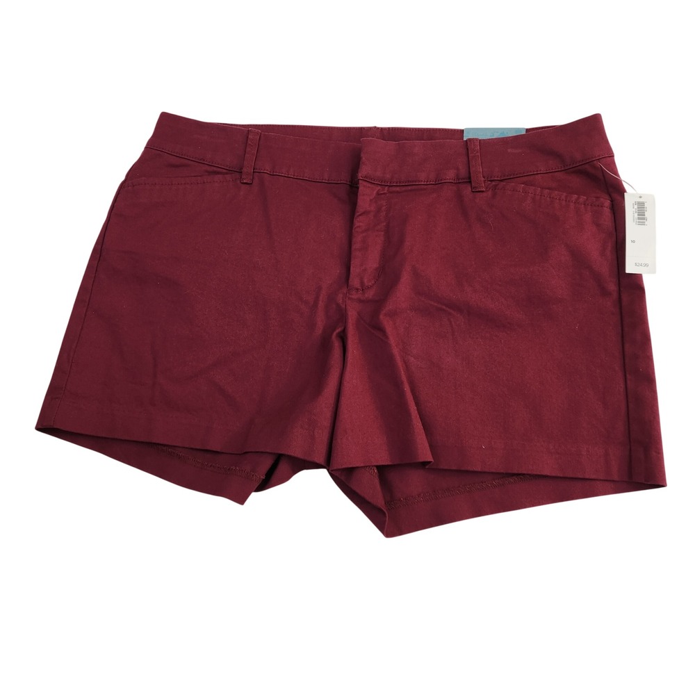 NEW Old Navy Pixie Chino Shorts Size 10 Burgundy Red Wine Stain Red Mid Rise NWT